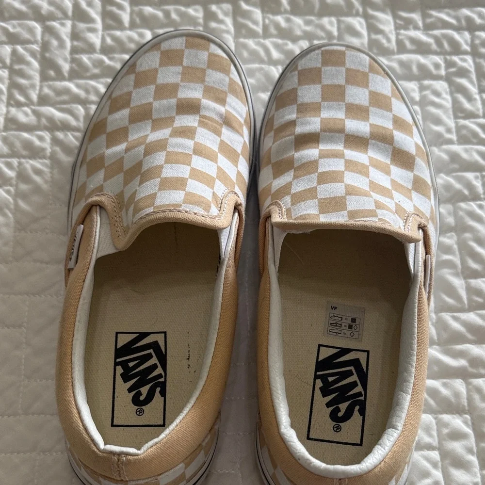 Vans Tan and White Checkerboard Slip-Ons - Picture 3 of 3